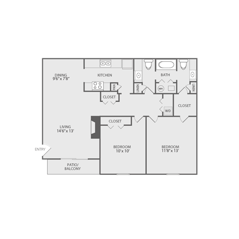 The Cypress floorplan at Willow Apartments, Tennessee, 37217
